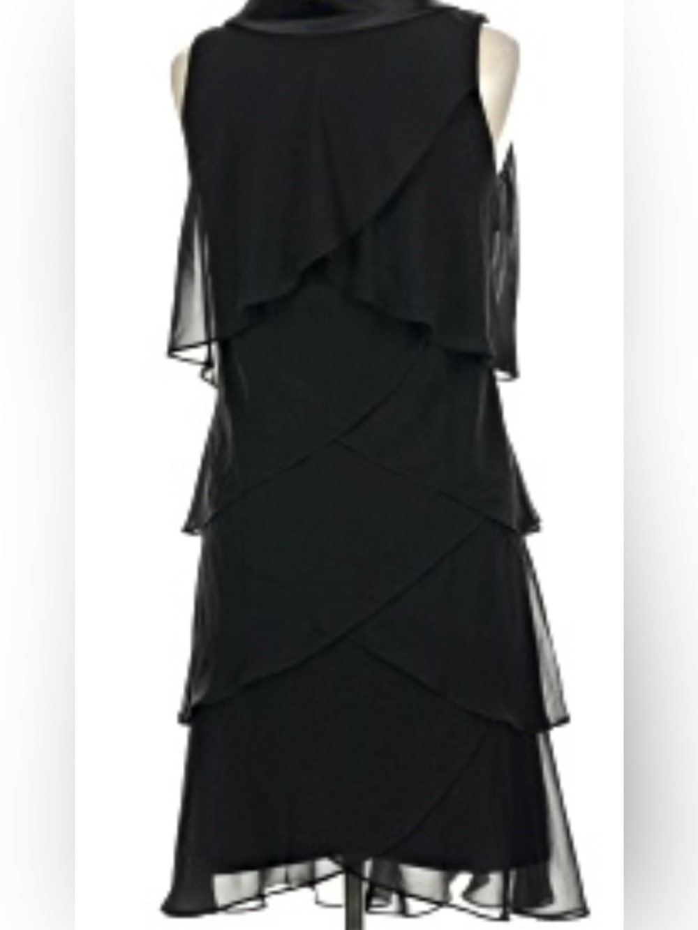 Ignite Evening -Elegant Black Layered Sleeveless Dress